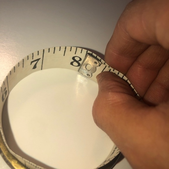 VTG 70s Brass & Natural Bone Inlay Boho Stacking Bangle 8” / 2.6” Diameter - Picture 4 of 5